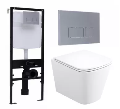 Комплект 3 в 1 инсталляция Logan H1067-1170 297674 + Унитаз подвесной Enio Binario Tornado EN4180237 + кнопка хром матовая