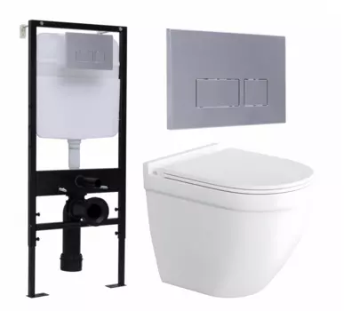 Комплект 3 в 1 инсталляция Logan H1067-1170 297674 + Унитаз подвесной Enio Pulito EN1170052 + кнопка хром матовая