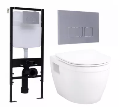 Комплект 3 в 1 инсталляция Logan H1067-1170 297674 + Унитаз подвесной Enio Bolo EN8350034 + кнопка хром матовая