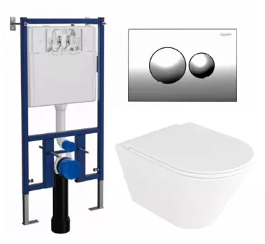 Комплект 3 в 1 инсталляция Loranto 4501 + Унитаз подвесной Enio Cento EN4280110 + кнопка хром