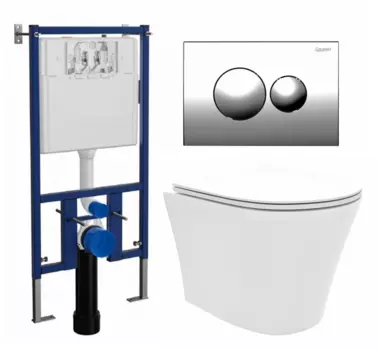 Комплект 3 в 1 инсталляция Loranto 4501 + Унитаз подвесной Enio Neo EN5370588 + кнопка хром