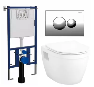 Комплект 3 в 1 инсталляция Loranto 4501 + Унитаз подвесной Enio Bolo EN8350034 + кнопка хром