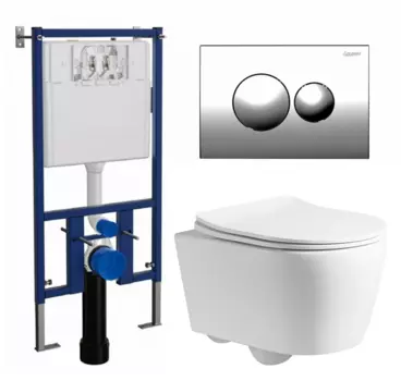 Комплект 3 в 1 инсталляция Loranto 4501 + Унитаз подвесной CeruttiSpa Sella PP 9738 + кнопка хром