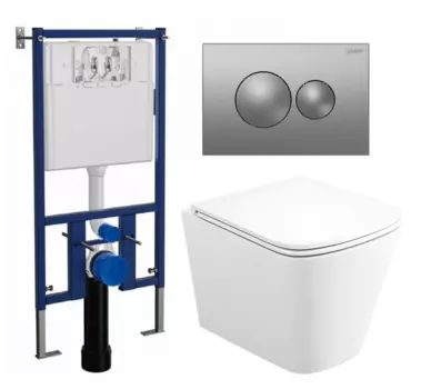 Комплект 3 в 1 инсталляция Loranto 4501 + Унитаз подвесной Enio Binario Tornado EN4180237 + кнопка хром матовая