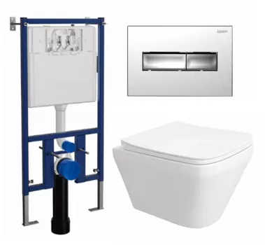 Комплект 3 в 1 инсталляция Loranto 4501 + Унитаз подвесной Enio Vicino EN9170544 + кнопка хром