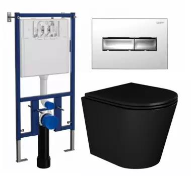 Комплект 3 в 1 инсталляция Loranto 4501 + Унитаз подвесной Enio Cento BL черный EN4280035 + кнопка хром