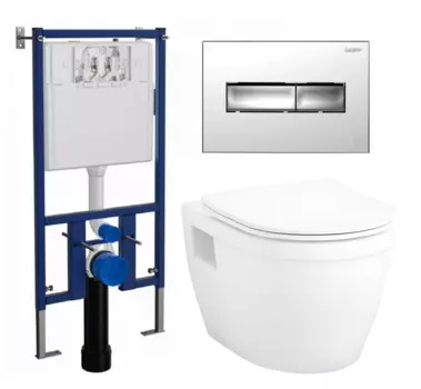 Комплект 3 в 1 инсталляция Loranto 4501 + Унитаз подвесной Enio Bolo EN8350034 + кнопка хром