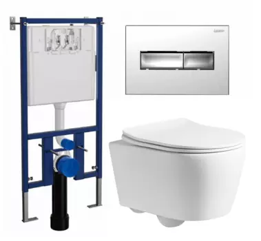 Комплект 3 в 1 инсталляция Loranto 4501 + Унитаз подвесной CeruttiSpa Sella PP 9738 + кнопка хром