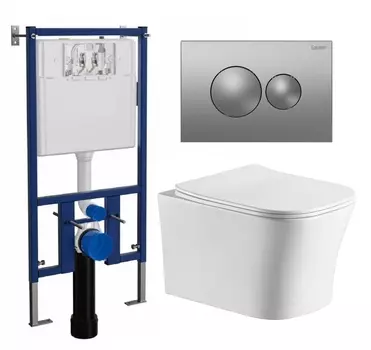 Комплект 3 в 1 инсталляция Loranto 4501 + Подвесной унитаз CeruttiSpa Marmolada aria CT7778 + кнопка хром матовая