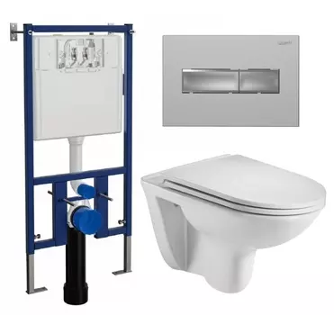 Комплект 3 в 1 инсталляция Loranto 4501 + Подвесной унитаз WeltWasser Baarbach 004 GL-WT + кнопка хром матовая