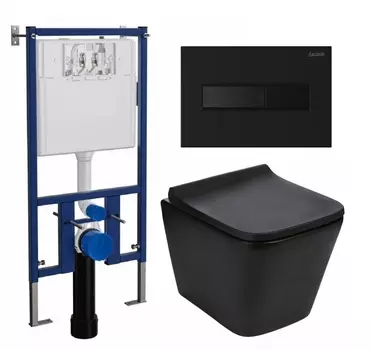 Комплект 3 в 1 инсталляция Loranto 4501 + Подвесной унитаз WeltWasser Gelbach 041 MT-BL + кнопка черная матовая