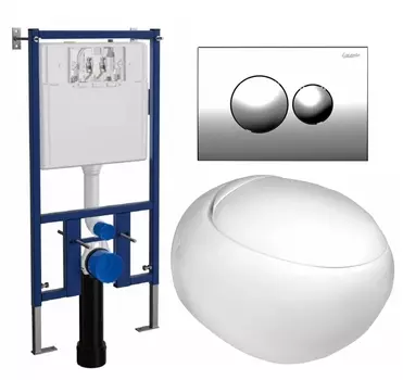 Комплект 3 в 1 инсталляция Loranto 4501 + Подвесной унитаз WeltWasser Jeckenbach + кнопка хром