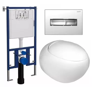 Комплект 3 в 1 инсталляция Loranto 4501 + Подвесной унитаз WeltWasser Jeckenbach + кнопка хром