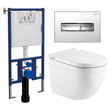 Комплект 3 в 1 инсталляция Loranto 4501 + Унитаз Azario Fora AZ-0017 E-R + кнопка хром