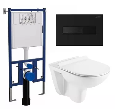 Комплект 3 в 1 инсталляция Loranto 4501 + Унитаз Azario Pavia AZ-2142 + кнопка черная матовая