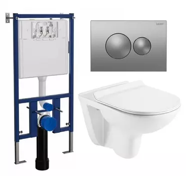 Комплект 3 в 1 инсталляция Loranto 4501 + Унитаз Azario Pavia AZ-2142 + кнопка хром матовая