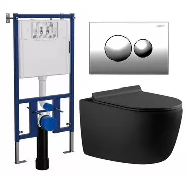Комплект 3 в 1 инсталляция Loranto 4501 + Унитаз подвесной Aquanet Cetus 287008 + кнопка хром