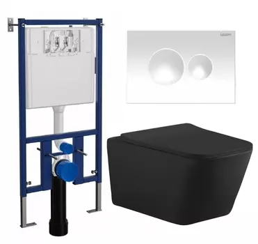 Комплект 3 в 1 инсталляция Loranto 4501 + Унитаз подвесной Aquanet Tavr-W BW 287011 + кнопка белая глянцевая