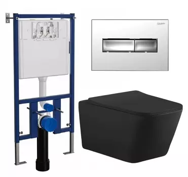 Комплект 3 в 1 инсталляция Loranto 4501 + Унитаз подвесной Aquanet Tavr-W BW 287011 + кнопка хром