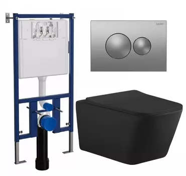 Комплект 3 в 1 инсталляция Loranto 4501 + Унитаз подвесной Aquanet Tavr-W BW 287011 + кнопка хром матовая