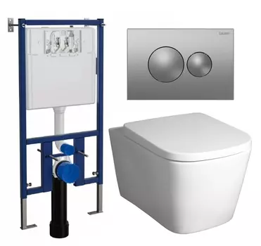 Комплект 3 в 1 инсталляция Loranto 4501 + Унитаз подвесной BelBagno Albano BB120CHR + кнопка хром матовая