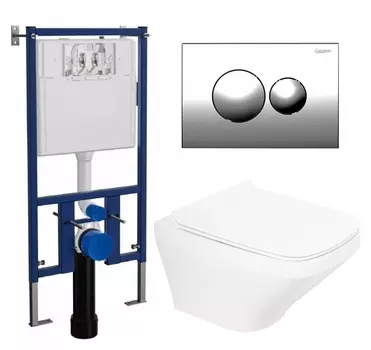 Комплект 3 в 1 инсталляция Loranto 4501 + Унитаз подвесной BelBagno Sela BB3201CHR + кнопка хром