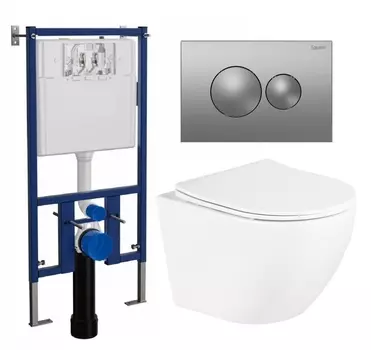 Комплект 3 в 1 инсталляция Loranto 4501 + Унитаз подвесной BelBagno Uno BB3105CHR/SC + кнопка хром матовая