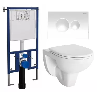 Комплект 3 в 1 инсталляция Loranto 4501 + Унитаз подвесной Berges Wasserhaus Gamma 081105 + кнопка белая глянцевая