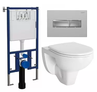 Комплект 3 в 1 инсталляция Loranto 4501 + Унитаз подвесной Berges Wasserhaus Gamma 081105 + кнопка хром матовая