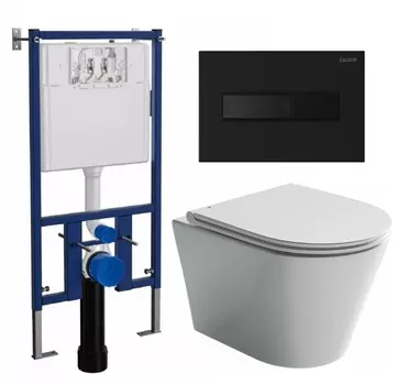 Комплект 3 в 1 инсталляция Loranto 4501 + Унитаз подвесной Ceramica Nova Forma CN3011 + кнопка черная матовая