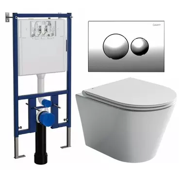 Комплект 3 в 1 инсталляция Loranto 4501 + Унитаз подвесной Ceramica Nova Forma CN3011 + кнопка хром