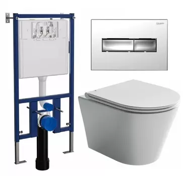 Комплект 3 в 1 инсталляция Loranto 4501 + Унитаз подвесной Ceramica Nova Forma CN3011 + кнопка хром