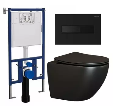 Комплект 3 в 1 инсталляция Loranto 4501 + Унитаз подвесной Ceramica Nova Metropol CN4002MB + кнопка черная матовая