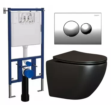 Комплект 3 в 1 инсталляция Loranto 4501 + Унитаз подвесной Ceramica Nova Metropol CN4002MB + кнопка хром