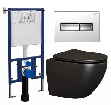 Комплект 3 в 1 инсталляция Loranto 4501 + Унитаз подвесной Ceramica Nova Metropol CN4002MB + кнопка хром