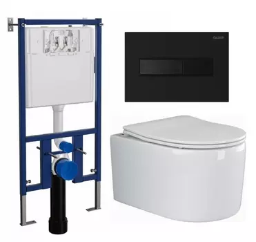 Комплект 3 в 1 инсталляция Loranto 4501 + Унитаз подвесной Ceramica Nova Moments CN3003 + кнопка черная матовая