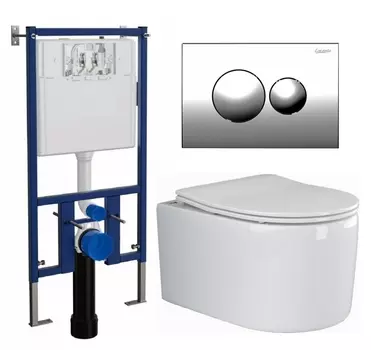 Комплект 3 в 1 инсталляция Loranto 4501 + Унитаз подвесной Ceramica Nova Moments CN3003 + кнопка хром