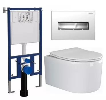 Комплект 3 в 1 инсталляция Loranto 4501 + Унитаз подвесной Ceramica Nova Moments CN3003 + кнопка хром