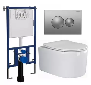 Комплект 3 в 1 инсталляция Loranto 4501 + Унитаз подвесной Ceramica Nova Moments CN3003 + кнопка хром матовая