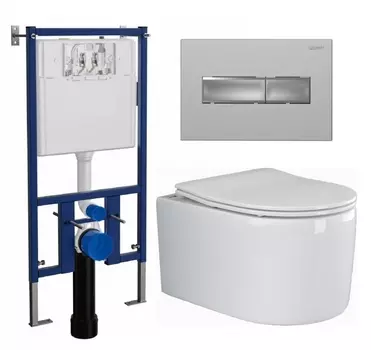 Комплект 3 в 1 инсталляция Loranto 4501 + Унитаз подвесной Ceramica Nova Moments CN3003 + кнопка хром матовая