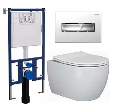 Комплект 3 в 1 инсталляция Loranto 4501 + Унитаз подвесной Ceramica Nova Play CN3001 + кнопка хром