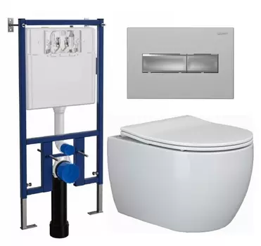 Комплект 3 в 1 инсталляция Loranto 4501 + Унитаз подвесной Ceramica Nova Play CN3001 + кнопка хром матовая