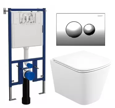 Комплект 3 в 1 инсталляция Loranto 4501 + Унитаз подвесной Enio Binario + кнопка хром