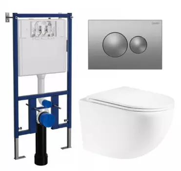 Комплект 3 в 1 инсталляция Loranto 4501 + Унитаз подвесной Enio Unico + кнопка хром матовая