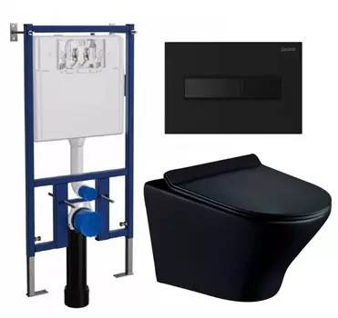 Комплект 3 в 1 инсталляция Loranto 4501 + Унитаз подвесной Esbano Aster ESUPASTEBM + кнопка черная матовая