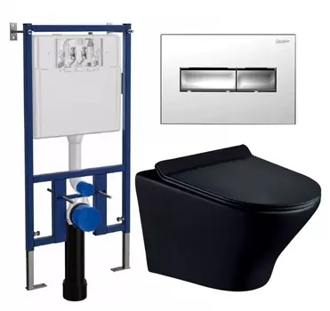 Комплект 3 в 1 инсталляция Loranto 4501 + Унитаз подвесной Esbano Aster ESUPASTEBM + кнопка хром
