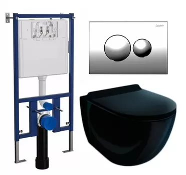 Комплект 3 в 1 инсталляция Loranto 4501 + Унитаз подвесной Esbano Garcia ESUPGARCB + кнопка хром