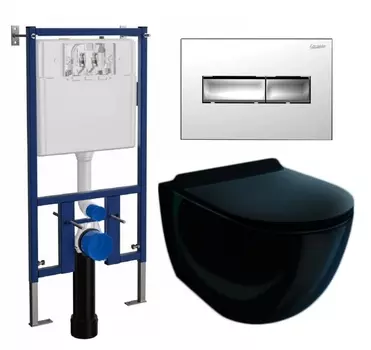 Комплект 3 в 1 инсталляция Loranto 4501 + Унитаз подвесной Esbano Garcia ESUPGARCB + кнопка хром
