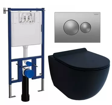 Комплект 3 в 1 инсталляция Loranto 4501 + Унитаз подвесной Esbano Garcia + кнопка хром матовая