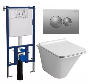 Комплект 3 в 1 инсталляция Loranto 4501 + Унитаз подвесной Grossman GR-4413S + кнопка хром матовая